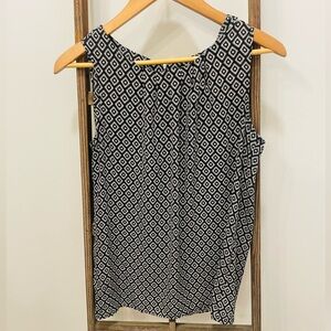 Black and White Pattern Loft Sleeveless Blouse